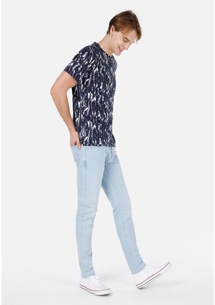 Regular Fit Yuvarlak Yaka Erkek Lacivert Kısa Kol Tişört Cl1068417
