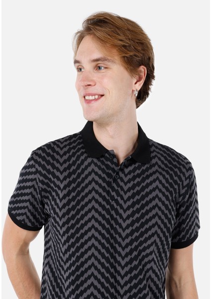 Regular Fit Polo Yaka Erkek Siyah Kısa Kol Tişört fırsatları