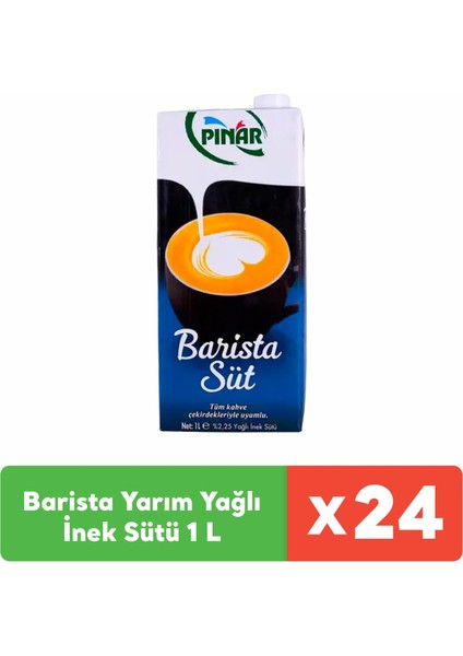 Barista Yarım Yağlı Inek Sütü 1 L x 24 Adet