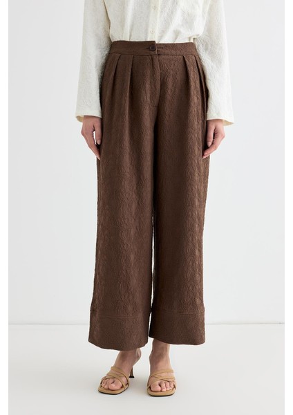 Dokulu Culotte Pantolon Kahve modelleri