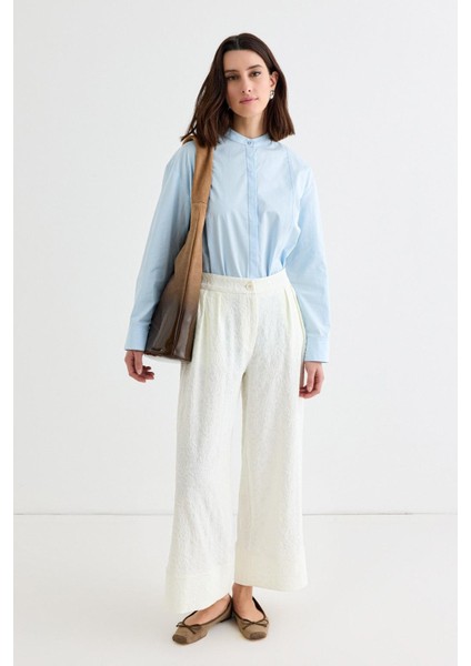 Dokulu Culotte Pantolon Ekru