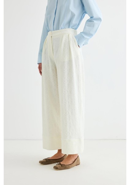 Dokulu Culotte Pantolon Ekru fırsatları