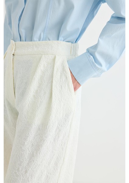 Dokulu Culotte Pantolon Ekru indirimleri