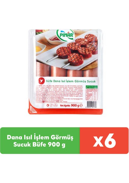 Dana Isıl İşlem Görmüş Sucuk Büfe 900 g x 6 Adet