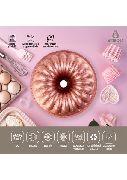 Alya Yanmaz Yapışmaz Döküm Kek Kalıbı Pink 26 cm