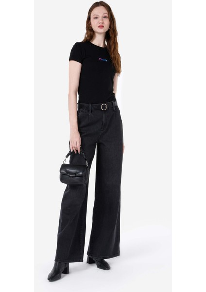Regular Fit Kadın Siyah Jean Pantolon