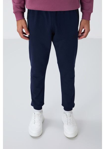 İndigo Fermuar Cepli Standart Kalıp Jogger Erkek Eşofman Alt - 84651 fırsatları