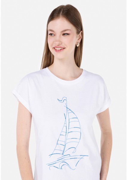 Beyaz Kadın Tshirt K.kol