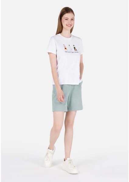 Regular Fit Yuvarlak Yaka Kadın Beyaz Kısa Kol Tişört Cl1069109 modelleri