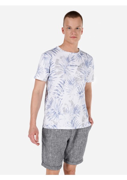Regular Fit Yuvarlak Yaka Erkek Mavi Kısa Kol Tişört Cl1069386