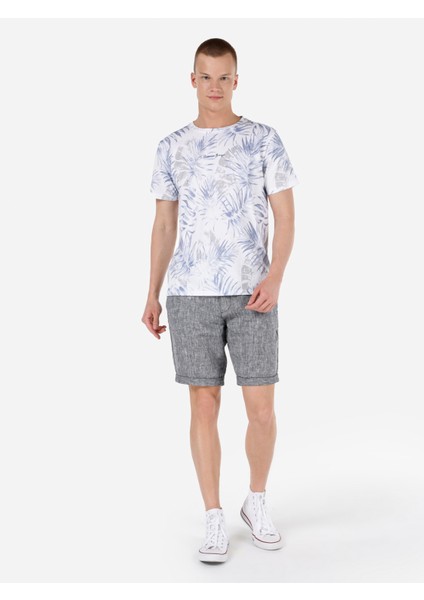 Regular Fit Yuvarlak Yaka Erkek Mavi Kısa Kol Tişört Cl1069386