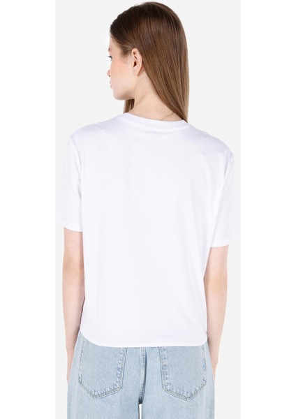 Regular Fit Yuvarlak Yaka Kadın Beyaz Kısa Kol Tişört Cl1069128 fiyatları