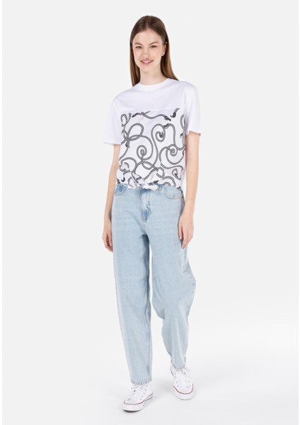 Regular Fit Yuvarlak Yaka Kadın Beyaz Kısa Kol Tişört Cl1069128 modelleri