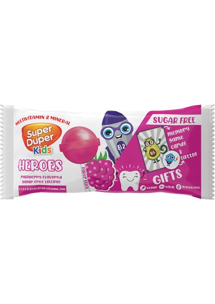 Kids Zero Heroes Raspberry Lolipop 15G