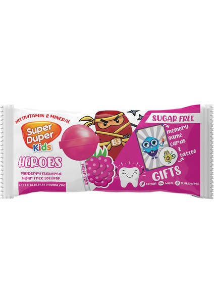 Kids Zero Heroes Raspberry Lolipop 15G fiyatları