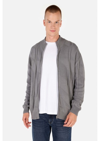 Regular Fit Erkek Gri Hırka