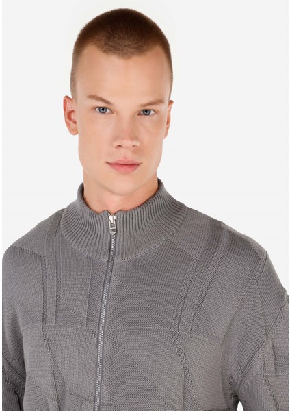 Regular Fit Erkek Gri Hırka