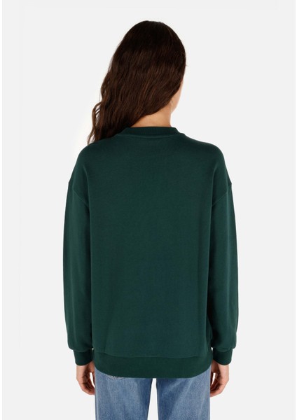 Regular Fit Yuvarlak Yaka Baskılı Kadın Yeşil Sweatshirt fiyatları