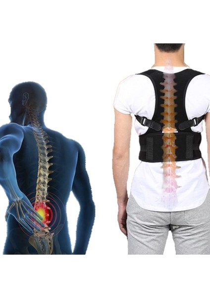 Siyah Medikal Duruş Korsesi, Bel ve Boy Destekleyici, Orta Ölçü