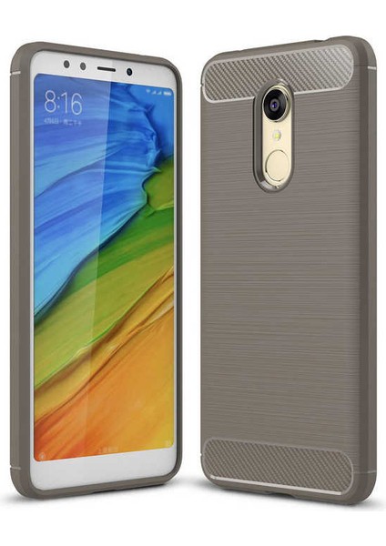 Xiaomi Redmi 5 ile Uyumlu Kamera Korumalı Darbe Önleyici Carbon Brushed Silikon Kılıf