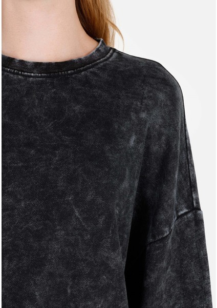 Comfort Fit Yuvarlak Yaka Kadın Antrasit Sweatshirt indirimleri
