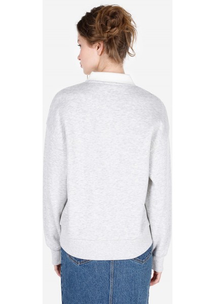 Normal Kesim Polo Yaka Baskılı Gri Kadın Sweatshirt CL1070458 CL1070458_Q1.V1_MGA