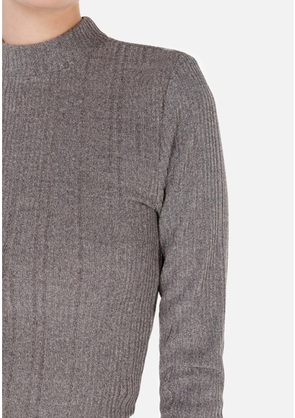 Slim Fit Turtle Neck Kadın Antrasit Tişört