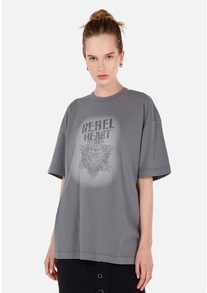 Gri Kadın Tshirt K.kol