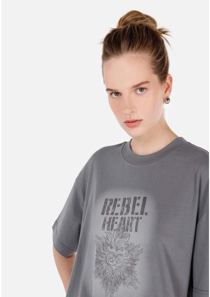 Gri Kadın Tshirt K.kol