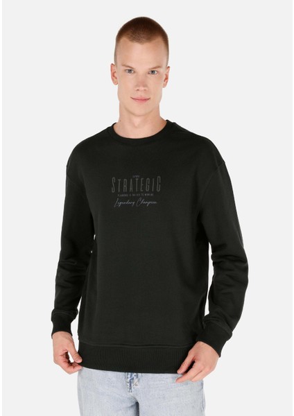 Normal Kesim Baskılı Yeşil Erkek Sweatshirt CL1070641