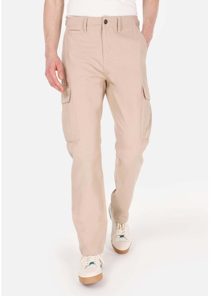 Normal Kesim Ortal Bel Düz Paça Bej Erkek Pantolon CL1070378