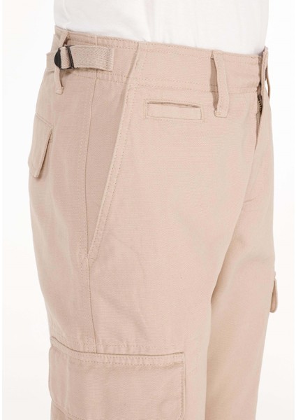 Normal Kesim Ortal Bel Düz Paça Bej Erkek Pantolon CL1070378