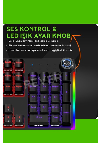 Hunter Blue Switch Mekanik Gaming Oyuncu Klavyesi Rainbow 15 Farklı Mod LED Işıklı Klavye