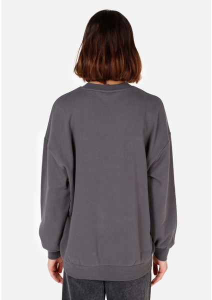 Comfort Fit Yuvarlak Yaka Kadın Antrasit Sweatshirt fiyatları