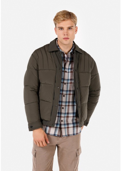 Slim Fit Erkek Yeşil Mont