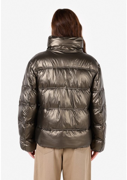 Regular Fit Kapüşonlu Kadın Yeşil Mont