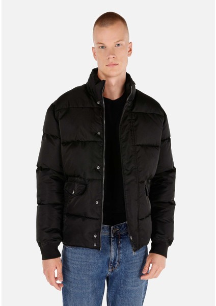 Regular Fit Erkek Siyah Mont