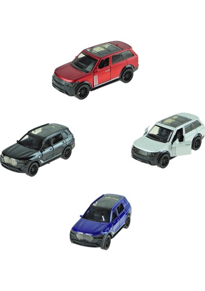 Oyuncak Metal Arabalar 4lü Set Metal Jep Suv Çek Bırak 13 cm