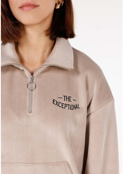 Regular Fit Fermuarlı Kadın Sweatshirt