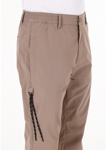 Regular Fit Orta Bel Düz Paça Erkek Bej Pantolon