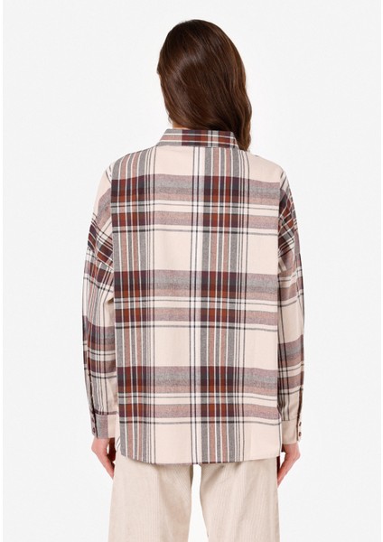 Relax Fit Shirt Neck Kadın Bej Uzun Kol Gömlek fiyatları