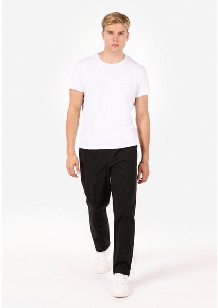 Relaxed Fit Orta Bel Geniş Paça Erkek Siyah Pantolon Cl1071446