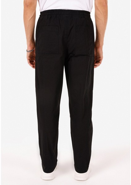 Relaxed Fit Orta Bel Geniş Paça Erkek Siyah Pantolon Cl1071446
