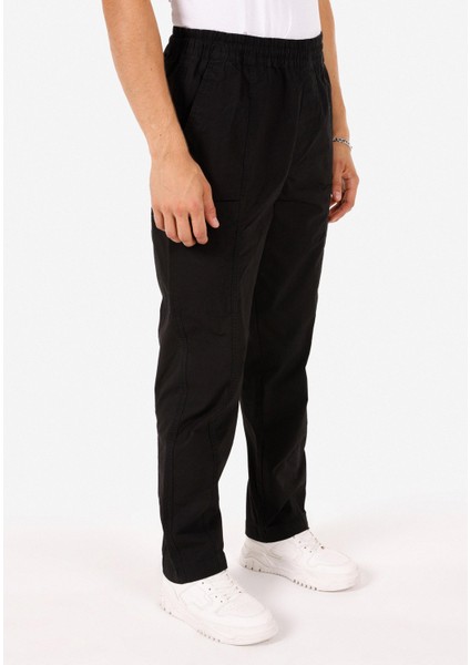 Relaxed Fit Orta Bel Geniş Paça Erkek Siyah Pantolon Cl1071446