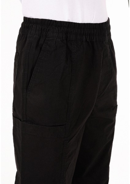 Relaxed Fit Orta Bel Geniş Paça Erkek Siyah Pantolon Cl1071446