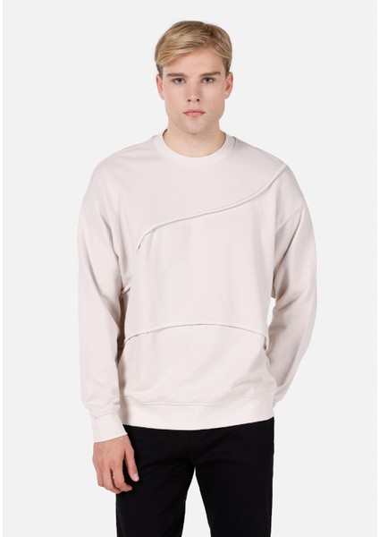 Oversize Fit Erkek Taş Sweatshirt Cl1072049