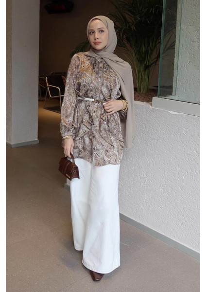 Dökümlü Bol Kot Pantolon Ekru fiyatları