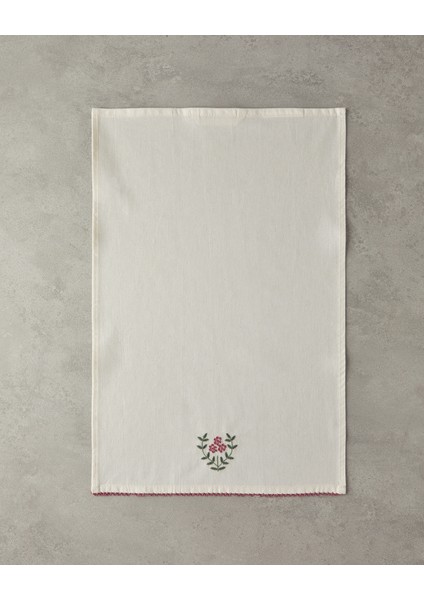 Retro Grids Pamuk Kurulama Bezi Krem - Pembe