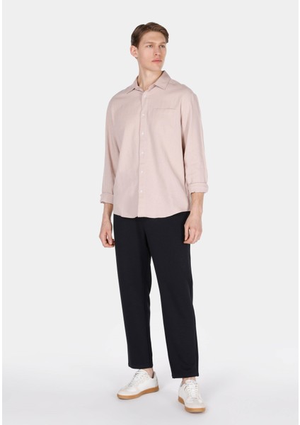Regular Fit Orta Bel Düz Paça Erkek Lacivert Pantolon