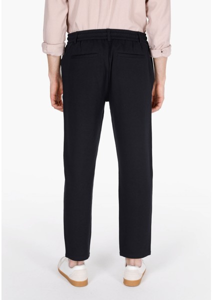 Regular Fit Orta Bel Düz Paça Erkek Lacivert Pantolon